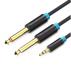 Кабель Audio 6.35мм-3.5мм Vention 2хF/F PVC Shell gold-plated 2m Black (BACBH)