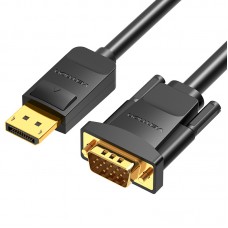 Кабель DisplayPort-VGA v.1.2 Vention 1080P 60Hz gold-plated 3m Black (HBL-C)