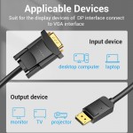 Кабель DisplayPort-VGA v.1.2 Vention 1080P 60Hz gold-plated 2m Black (HBL-B)