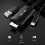Адаптер HDMI-USB-Lightning MHL Vention v.1.4 Apple 3m Black (CEJBI)