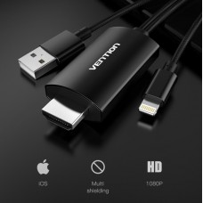Адаптер HDMI-USB-Lightning MHL Vention v.1.4 Apple 3m Black (CEJBI)