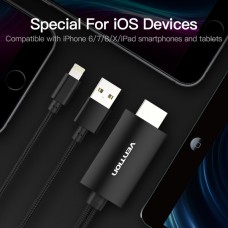 Адаптер HDMI-USB-Lightning MHL Vention v.1.4 Apple 3m Black (CEJBI)