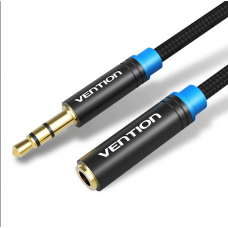 Удлинитель Audio Aux 3.5мм-3.5мм M/F Vention gold-plated 5m Black (VAB-B06-B500-M)