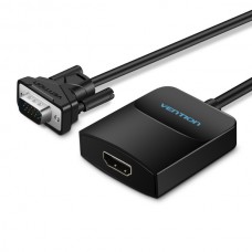 Адаптер HDMI-VGA v.1.4 Vention 1080P 60Hz 0.15m 3.5 audio microusb power Black (ACNBB)
