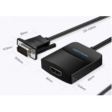Адаптер HDMI-VGA v.1.4 Vention 1080P 60Hz 0.15m 3.5 audio microusb power Black (ACNBB)