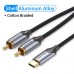 Кабель Audio Type-C-2RCA Vention M/2xM Cotton gold-plated 3m Black (BGUHI)