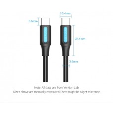 Кабель Type-C-Type-C Vention TPE Round PD 60W 3A 480Mbps 0.5m Black (COSBD)