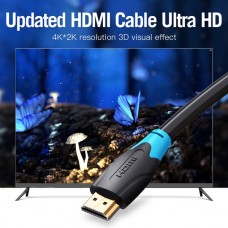 Кабель HDMI-HDMI v.2.0 Vention 4K 60Hz 18Gbps PVC Round gold-plated 1m Black (AACBF)