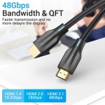 Кабель HDMI-HDMI v.2.1 Vention Cotton Braided 8K 60Hz 4K 120Hz 48Gbps HDR 3D 2m Black (AAUBH) Кабель HDMI-HDMI v.2.1 Vention Cotton Braided 8K 60Hz 4K 120Hz 48Gbps HDR 3D 2m Black (AAUBH)