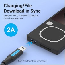Кабель Type-C-MiniUSB Vention TPE Round 2A 480Mbps 1.5m Black (COWBG)