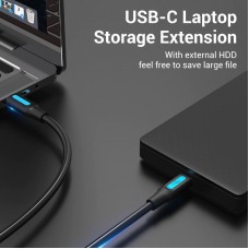 Кабель Type-C-MiniUSB Vention TPE Round 2A 480Mbps 1.5m Black (COWBG)