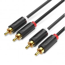 Кабель Audio 2RCA-2RCA Vention F/F 26К gold-plated 29 AWG 1m PVC Shell Black (BCMBF)
