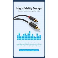 Кабель Audio 2RCA-2RCA Vention F/F 26К gold-plated 29 AWG 1m PVC Shell Black (BCMBF)