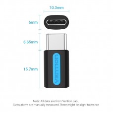 Адаптер Type-C-MicroUSB Vention F/M PVC 3A 480Mbps nickel-plated Black (CDXB0)