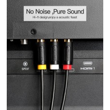 Кабель Audio 3RCA-3RCA F/F Vention 24К gold-plated 26 AWG 1m Black (BCABF)