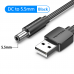 Кабель USB-DC5.5mm Vention PVC 5V 3A 0.5m Black (CEYBD)