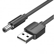 Кабель USB-DC5.5mm Vention PVC 5V 3A 0.5m Black (CEYBD)