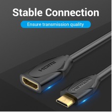Удлинитель HDMI-miniHDMI v.1.2 Vention M/F PVC 1080P 60Hz gold-plated 1m Black (ABAAF)