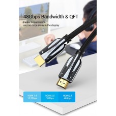Кабель HDMI-HDMI v.2.1 Vention 8K 60Hz 4K 120Hz 48Gbps HDR 3D Vision gold-plated 1m Black (AALBF)