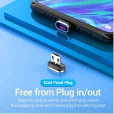 Кабель 2 в 1 USB-MicroUSB-Type-C Vention Nylon Magnetic 3А 480Mbps nickel-plated 0.5m Grey (CQNHD)