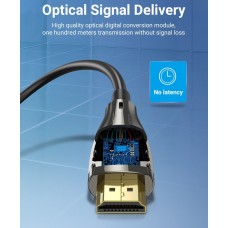 Кабель HDMI-HDMI v.2.0 Vention Optical Zinc PVC 4K 60Hz 18Gbps gold-plated 15m Black (ALABN)