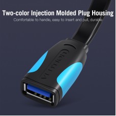 Удлинитель USB-USB 3.0 Vention Flat 5Gbps 1.5m Black (VAS-A13-B150)