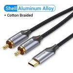 Кабель Audio Type-C-2RCA Vention M/2xM Cotton gold-plated 0.5m Black (BGUHD)