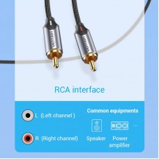 Кабель Audio Type-C-2RCA Vention M/2xM Cotton gold-plated 0.5m Black (BGUHD)