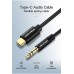 Кабель Audio Type-C-3.5мм Vention Spring Stereo gold-plated 1.5m Black (BGABG)