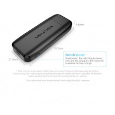 Адаптер HDMI-MicroUSB v.1.4 Vention WiFi Display 4K 30Hz 2.4G + 5G nickel-plated Black (ADJB0)