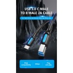 Кабель Type-C-Type-B 3.0 Vention PVC 0.25m 5Gbps Black (CQVBC)