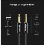 Кабель Audio Aux 3.5мм-3.5мм Vention F/F Fabric Braided gold-plated 0.5m Black (BAGBD)