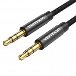 Кабель Audio Aux 3.5мм-3.5мм Vention F/F Fabric Braided gold-plated 0.5m Black (BAGBD)