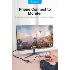 Адаптер Type-C-HDMI v.1.4 Vention Luxury 4K 30Hz gold-plated 0.15m Grey (TDEHB)