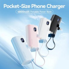 УМБ Vention 4800mAh 22.5W PD 1Type-C 3A In/Out LED display with built-in Lightning cable Black