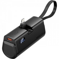 УМБ Vention 4800mAh 22.5W PD 1Type-C 3A In/Out LED display with built-in Lightning cable Black