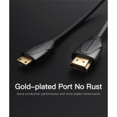 Кабель HDMI-miniHDMI v.2.0 Vention 4K 60Hz 18Gbps HDR Video Dolby Audio 1m Black (VAA-D02-B100)
