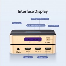 Сплиттер Video 2 In 1 HDMI-HDMI v.1.4 Vention F/4xF 4k 30Hz gold-plated Black/Gold (ACBG0)