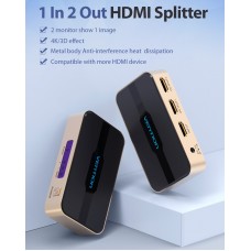 Сплиттер Video 2 In 1 HDMI-HDMI v.1.4 Vention F/4xF 4k 30Hz gold-plated Black/Gold (ACBG0)