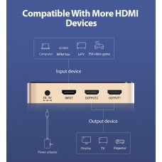 Сплиттер Video 2 In 1 HDMI-HDMI v.1.4 Vention F/4xF 4k 30Hz gold-plated Black/Gold (ACBG0)