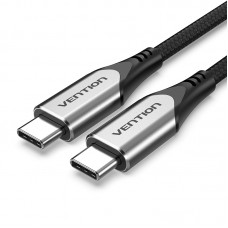 Кабель Type-C-Type-C 3.1 Vention TPE Nylon Thunderbolt 3 4K 60Hz PD 60W 3A 5Gbps nickel-plated 1.5m Grey (TAAHG)