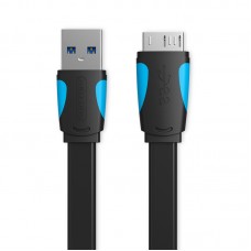 Кабель USB-MicroUSB-B 3.0 Vention PVC Flat nickel-plated 5Gbps 2m Black (VAS-A12-B200)