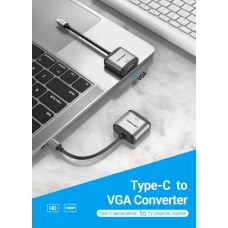 Адаптер Type-C-VGA Vention Upgrade 1080P 60Hz gold-plated 0.15m Grey (TDBHB)