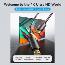 Кабель DisplayPort-HDMI v.1.2 Vention PVC 4K 30Hz 2K 60Hz 5m Black (HFOBJ)
