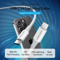 Кабель Type-C-Lightning Vention TPE PVC Mfi C94 PD 30W 3A 480Mbps 2m Black (LAKBH)
