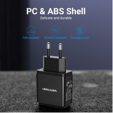 Сетевое зарядное устройство 3USB Vention 17W QC3.0 2.4A Black (DC5307-B)