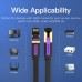 Патч-корд RJ45-RJ45 Vention LAN CAT7 SFTP 10Gbps 600MHz Copper PVC Flat 0.5m Black (ICABD)