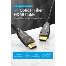 Кабель HDMI-HDMI v.2.0 Vention Optical PVC 4K 60Hz 18Gbps Dolby 7.1 gold-plated 10m Black (AAYBL)