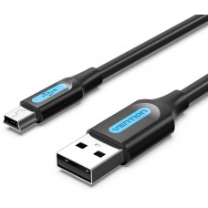Кабель USB-MiniUSB 2.0 5pin Vention PVC Round 1m Black (COMBF)