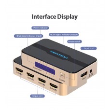 Сплиттер Video 4 In 1 HDMI-HDMI v.1.4 Vention F/4xF 4k 30Hz gold-plated Black/Gold (ACCG0)